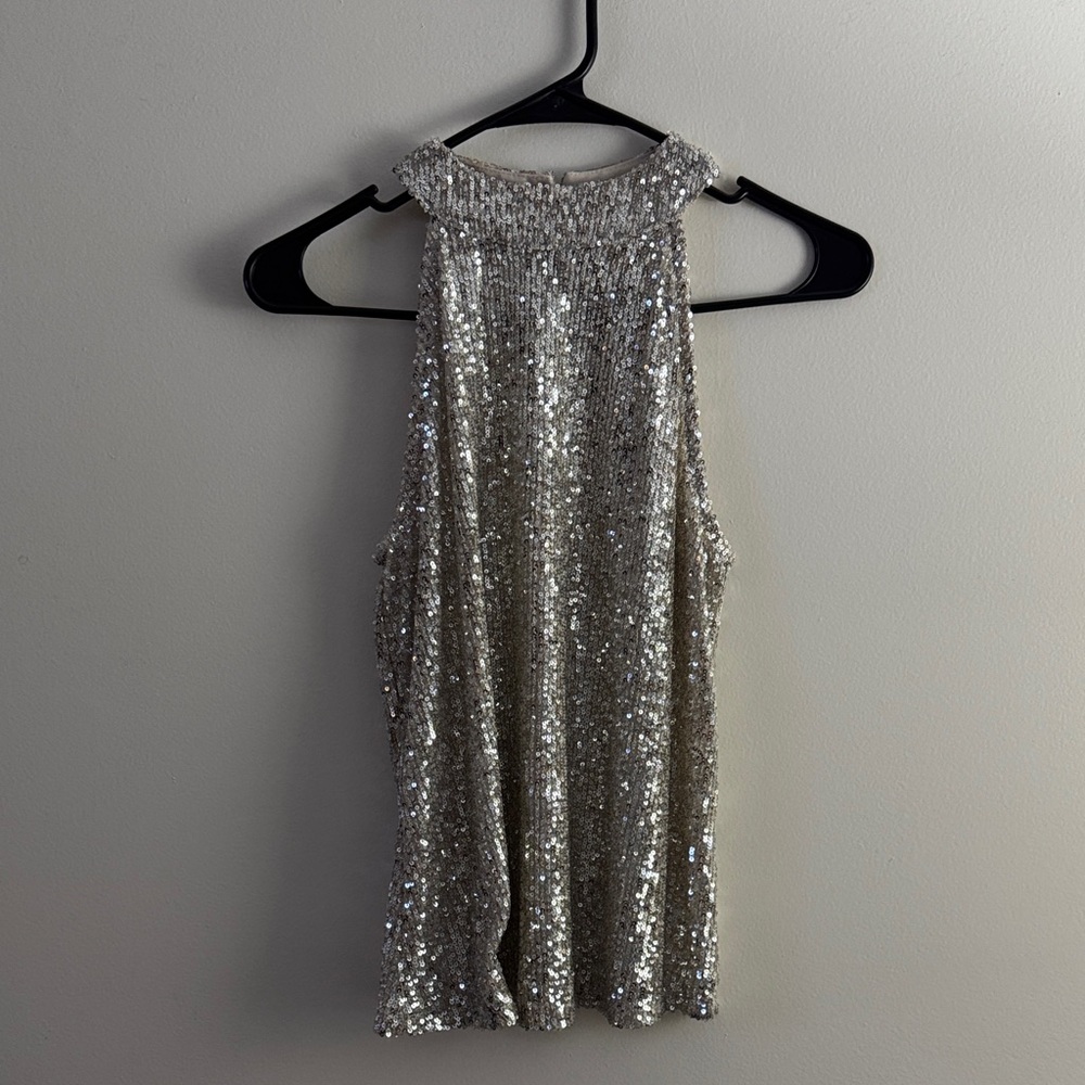 Love on a Hanger Silver Sequin Top